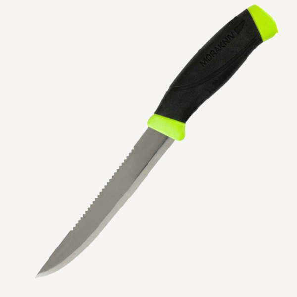 Нож Morakniv Fishing Comfort Scaler 150 (черный/салатовый; нержавеющая сталь)